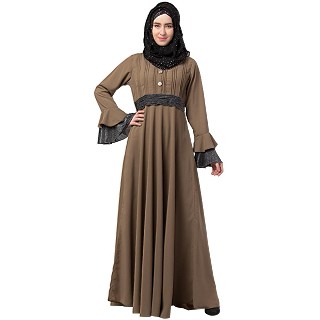 Casual Pintuck abaya-Beige